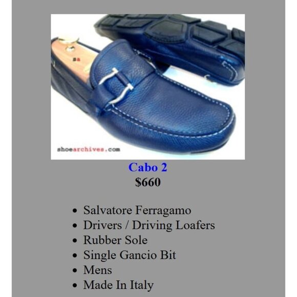 Salvatore Ferragamo Mens 9.5 Navy Blue Leather Driving Loafers Dress Shoes Italy - Picture 5 of 13